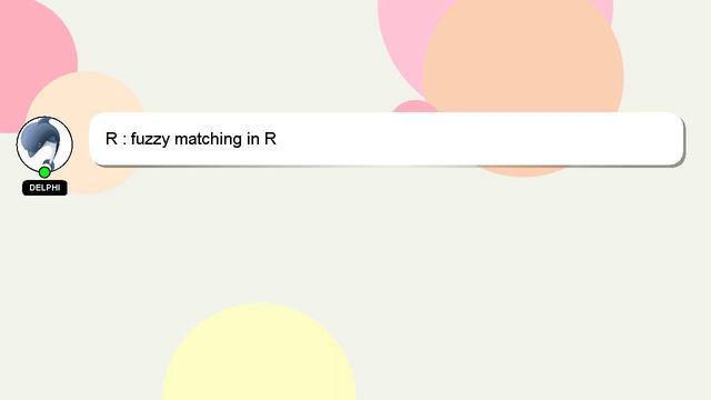 R : Fuzzy Matching In R