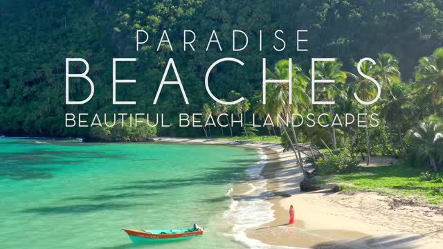 PARADISE BEACHES IN 4K DRONE FOOTAGE (ULTRA HD) - Beautiful Beach Landscapes Footage UHD
