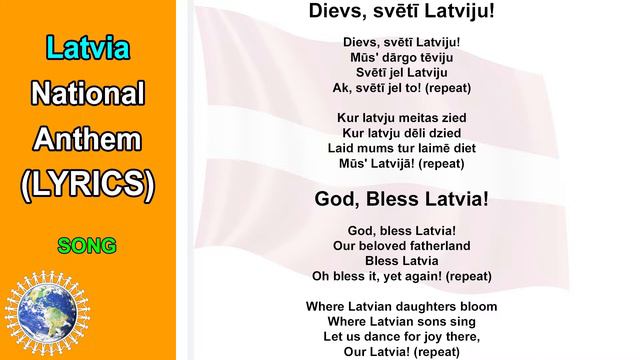National Anthem Of Latvia INSTRUMENTAL & SONG (Lyrics) ❤️Dievs, Svētī Latviju!❤️