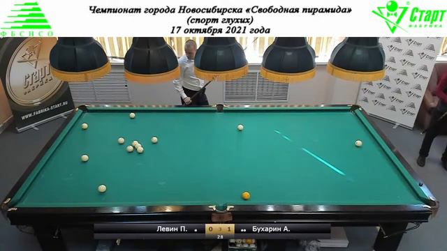 Левин-Бухарин. Чемпионат г. Новосибирска по бильярду (спорт глухих). 17.10.2021 г. смотреть онлайн