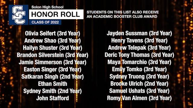 Solon High School - Junior Academic Awards Program, Class Of 2022