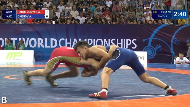 BRONZE FS - 54 kg: A. OKENOV (KAZ) df. A. HARUTYUNYAN (ARM), 0-0 смотреть онлайн