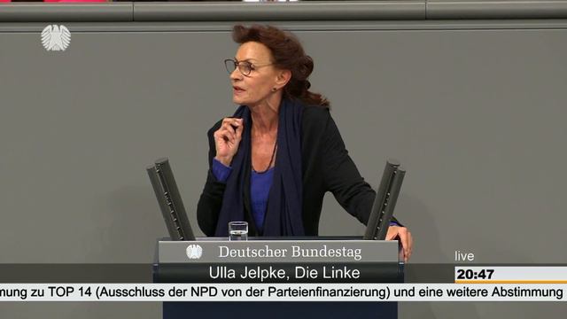 Ulla Jelpke: Ausschluss der NPD von der Parteienfinanzierung [Bundestag 26.04.2018] смотреть онлайн