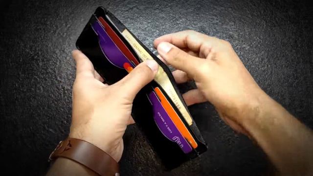 Bifold 5 Preto Carteira De Couro Artesanal Feito à Mão Couro Legítimo