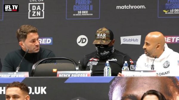 'PAY ME TO TALK!' - DERECK CHISORA REFUSES TO SPEAK / HAS MOUTH COVERED WITH TAPE @ PRESSER w/PARKE