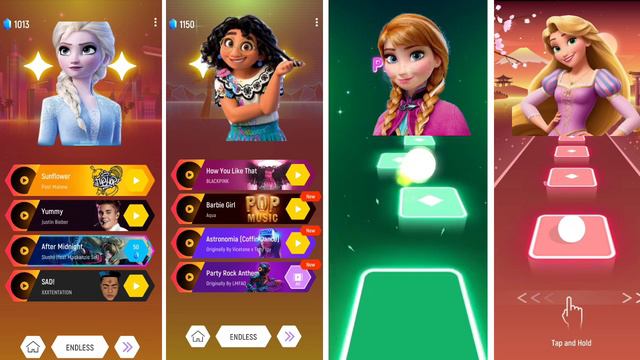 Encanto Mirabel vs Frozen Anna vs Elsa vs Tangled Rapunzel - Tiles Hop! Let It Go & More Songs! смотреть онлайн