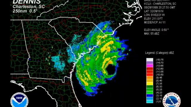 1999 Dennis - Charleston, SC WSR-88D Radar Animation смотреть онлайн
