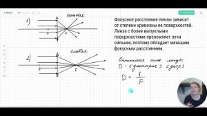 Ход лучей в собирающей и рассеивающей линзе