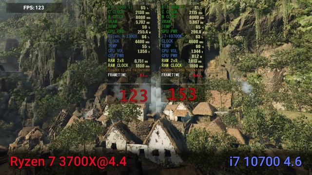Ryzen 3700x@4.4 vs i7-10700 (4.6) смотреть онлайн