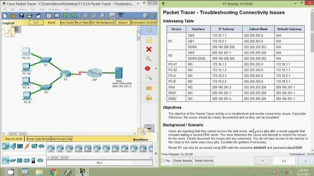 11.4.3.6 Packet Tracer - Troubleshooting Connectivity Issues смотреть онлайн