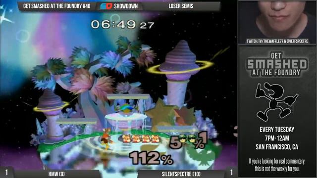Get Smashed at the Foundry #40 - Loser Semis: HMW (Fox) vs SilentSpectre (C. Falcon) смотреть онлайн