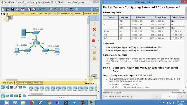 4.2.2.10 Packet Tracer - Configuring Extended ACLs Scenario 1 смотреть онлайн