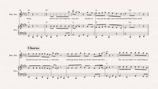 Bari Sax - Grandma Got Run Over By a Reindeer - Christmas Carol - Sheet Music, Chords, & Vocals смотреть онлайн