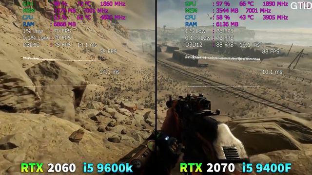 RTX 2060 i5 9600k vs RTX 2070 i5 9400F Test in 8 Games смотреть онлайн