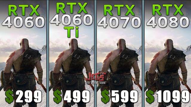 Сравнение RTX4060, RTX4060IT, RTX4070 и RTX4080.