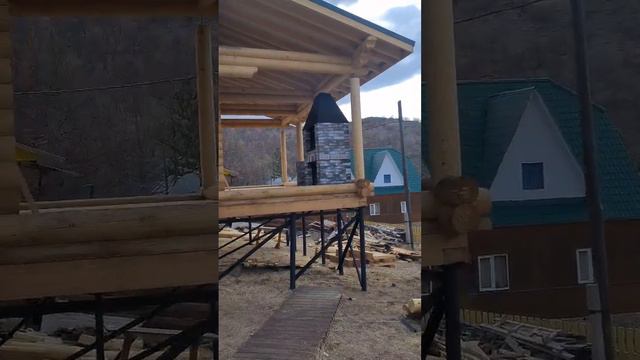 Завершили сборку бани на Байкале из оцилиндрованного бревна. смотреть онлайн