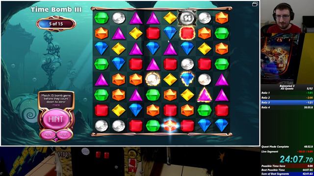 Bejeweled 3 (Quest Mode 100% Speedrun - 47:19) [PB] смотреть онлайн
