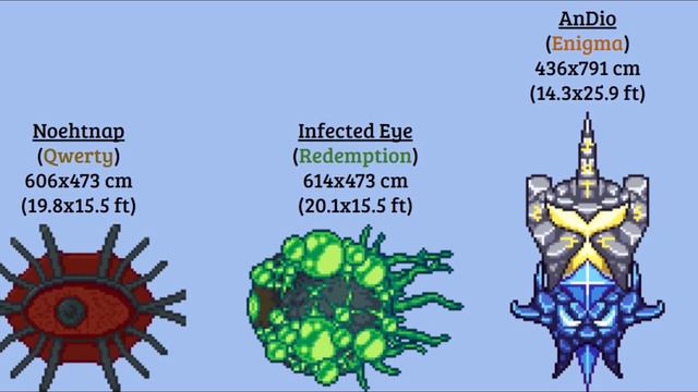 Ultimate Bosses Size Comparison 2 (Redemption, Qwerty, Enigma, GRealm, Split, Pinky) || Terraria смотреть онлайн