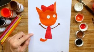 КАК НАРИСОВАТЬ КАРАМЕЛЬКУ/ РИСУЕМ КРАСКАМИ / РИСУЕМ ТРИ КОТА /ДЛЯ ДЕТЕЙ