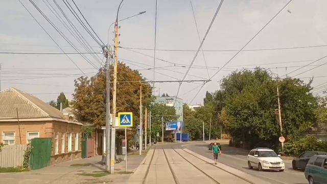 Поездка в новом трамваи номер 4. Вокзал Таганрог 1— Площадь Авиаторов. смотреть онлайн