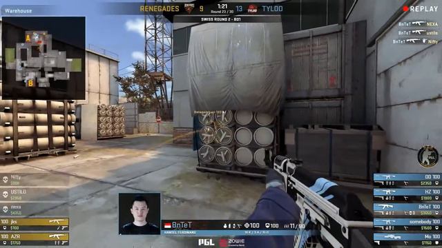 BnTeT's quadra kill - TyLoo vs Renegades - PGL Major Offline Qualifier смотреть онлайн