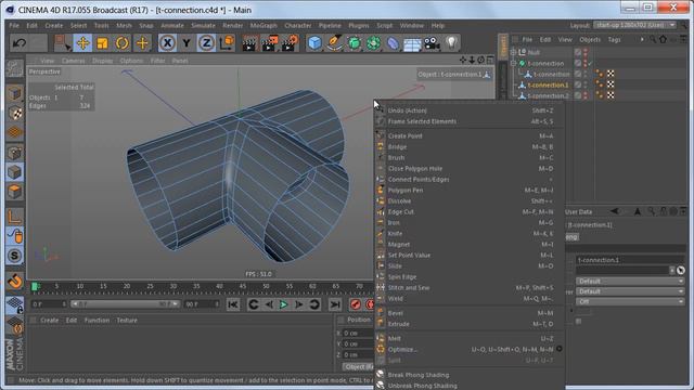 Modeling a t-connection pipe in Cinema 4D | Cinema 4D Tutorial смотреть онлайн