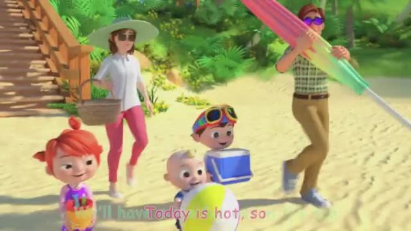 Детская песня " На пляже с семьей " на английском языке