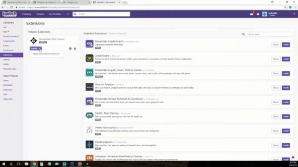 Setup the Hearthstone Deck Tracker Extension for Twitch 2018