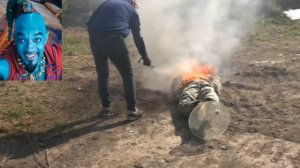 Огнетушитель пироджинн - испытание с манекеном