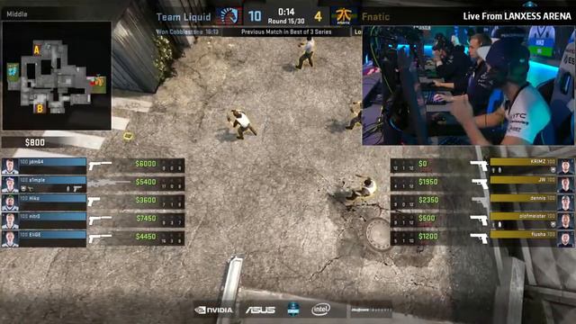 s1mple CRAZY no-scoped AWP Double Kill - Team Liquid vs Fnatic CS:GO ESL One Cologne 2016 Semifinal смотреть онлайн