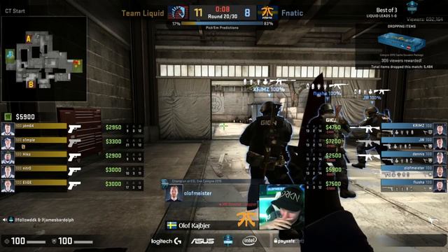 CS GO Liquid vs Fnatic Cache Map 2 ESL One Cologne 2016 Semifinals смотреть онлайн