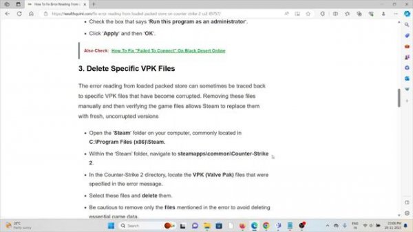 How To Fix Error Reading From Loaded Packed Store On Counter Strike 2 CS2