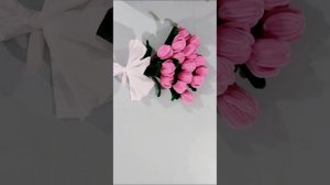 Видеоинструкция по сборке букета из розовых тюльпанов