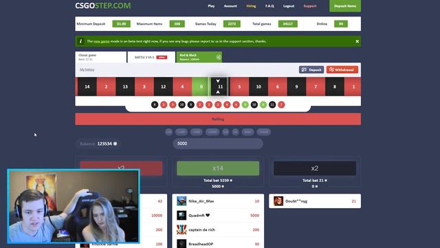 CSGO: GIRLFRIEND ACCIDENTALLY BETS ON GREEN!! AMAZING Knife Win Profit! (CS GO) смотреть онлайн