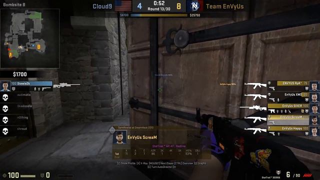 CSGO: POV nV ScreaM vs Cloud9 (27/16) cobblestone @ ESL Pro League Season 5 Finals смотреть онлайн