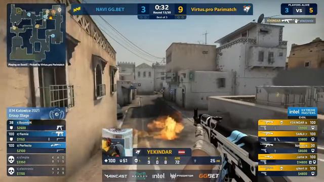 NAVI Бешено делают камбек! NAVI Vs Virtus.pro! IEM Katowice 2021 (CS:GO)
