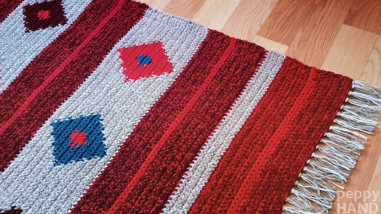 Двухсторонний жаккардовый узор крючком без протяжек смотреть онлайн