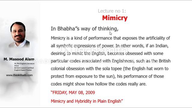 Mimicry in postcolonial theory by Homi k Bhabha смотреть онлайн