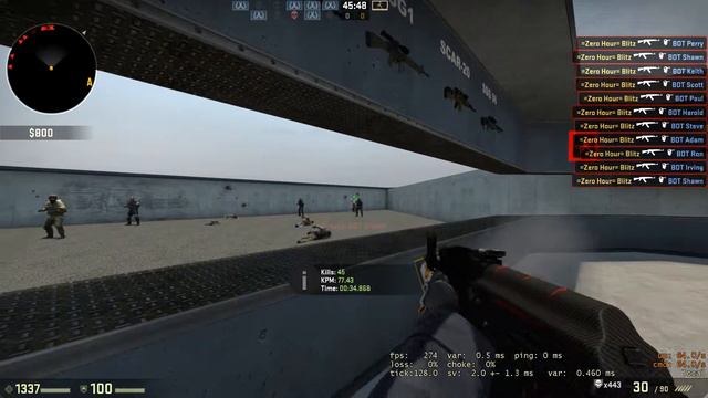 Counter strike Global Offensive 100 bot kill speed challange смотреть онлайн