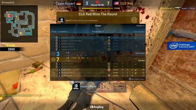 CS:GO - Team expert vs. CLG Red - Group A - INTEL Challenge Katowice 2017 смотреть онлайн