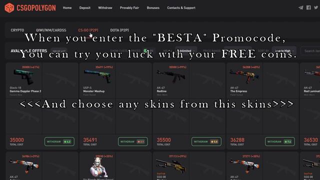 CS:GO FREE Skins for Everyone PROMOCODE: BESTA смотреть онлайн