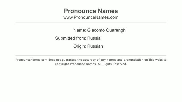 How to pronounce Giacomo Quarenghi (Russian/Russia) - PronounceNames.com смотреть онлайн