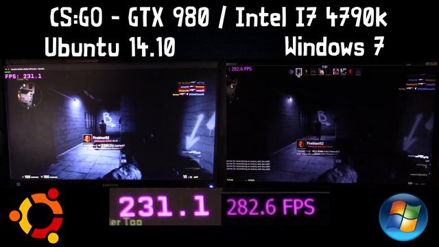Ubuntu 14.10 vs Windows 7 : Counter Strike Global Offensive GTX 980 смотреть онлайн
