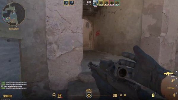 CS2 Bot Match Dust2 video recording test with allow third party software option active