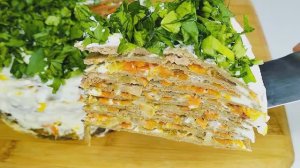 Печеночный торт из говяжьей печениВкусная закуска на праздничный стол