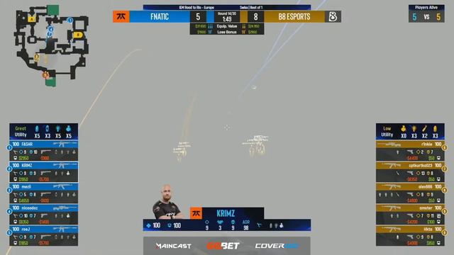 B8 vs fnatic | Map 1 Ancient | IEM Road to Rio 2022 Europe RMR A смотреть онлайн