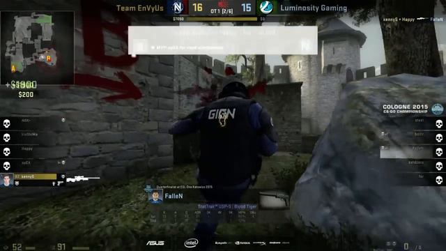 Fallen - AWP through smoke+wallbang+noscope on ESL Cologne 2015 Cobblestone смотреть онлайн