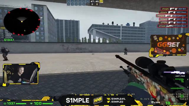S1MPLE WARMUP ON AIM_BOTZ/S1MPLE РАЗМИНАЕТСЯ НА БОТАХ