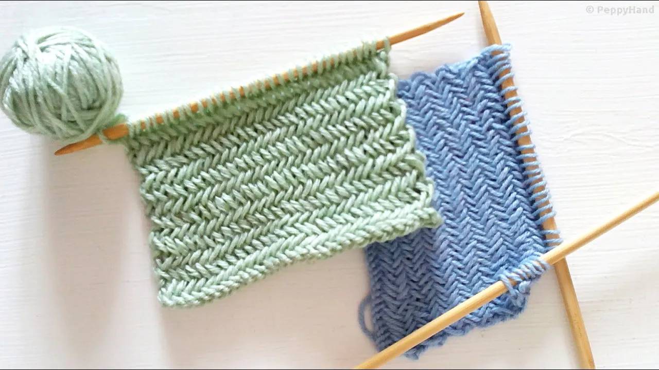 Узор спицами: КОЛОСОК или горизонтальная ЁЛОЧКА смотреть онлайн