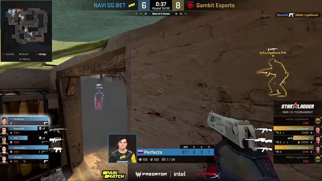 Гранд финал NaVi vs Gambit (map #3, Mirage, Bo3) StarLadder CIS RMR 2021 смотреть онлайн